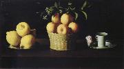 Francisco de Zurbaran Style life with lemon of orange and a rose Sweden oil painting artist